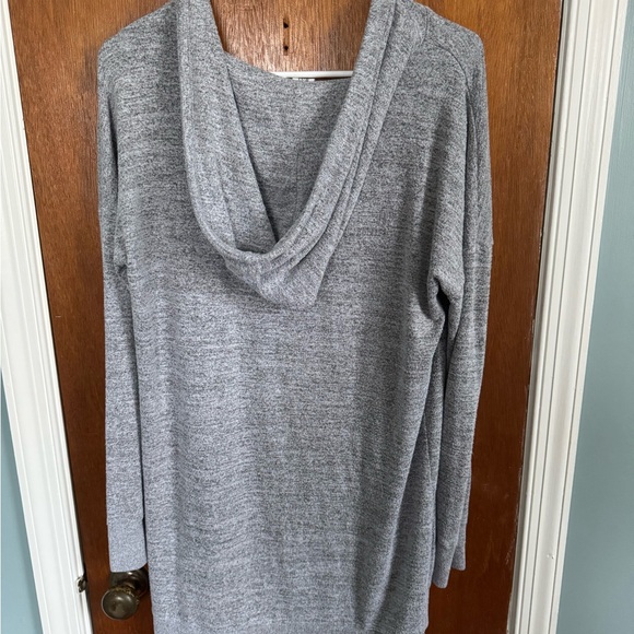 GAP Gray Cardigan Sweater Long Open Front with Hood - Picture 4 of 4